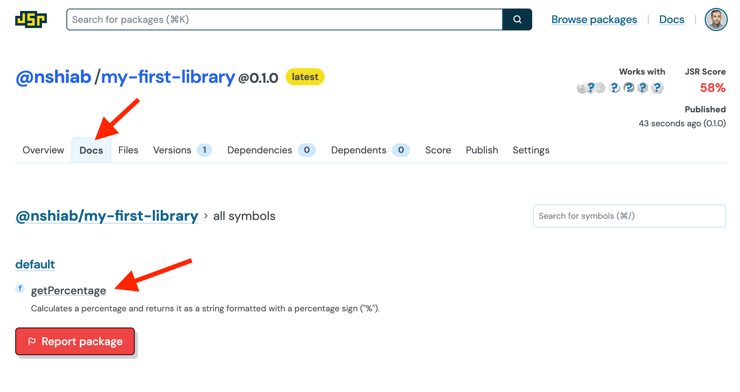 The library's docs.